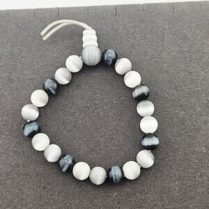 Catseye Power Bead Style Stretch Bracelet Black Gray White Neutral Y2K 90s Vibe